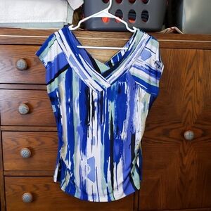 Cleo Blue and Green Striped Blouse